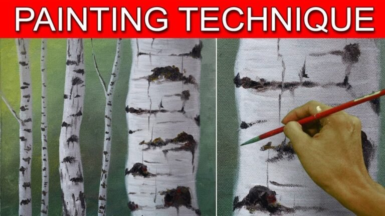 How to Paint Birch Tree Trunks in a Basic Step by Step Acrylic Painting Tutorial by JM Lisondra