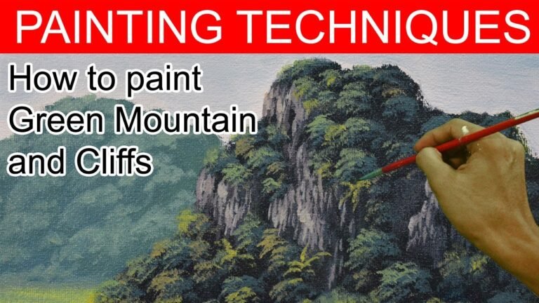 How to Paint Green Mountain with Cliffs in Basic Acrylic Painting Tutorial by JM Lisondra