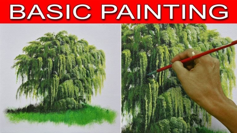 How to Paint a Weeping Willow Tree in Step by Step Acrylic Painting Tutorial for Beginners