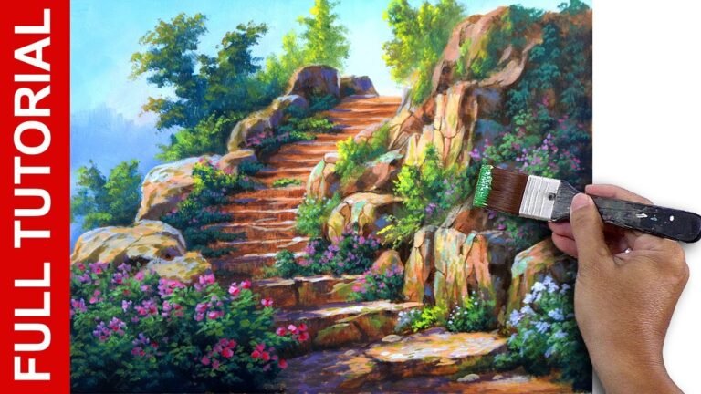 Tutorial : Acrylic Landscape Painting / Old Stairway / JMLisondra