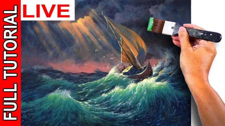 LIVE - Acrylic Painting / Sailboat in the Storm / FULL TUTORIAL / JMLisondra