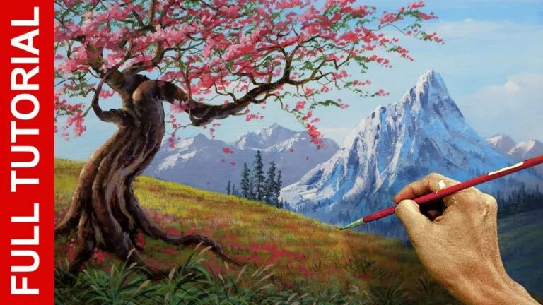 Tutorial: Acrylic Painting Snow Mountain with Colorful Tree / JMLisondra