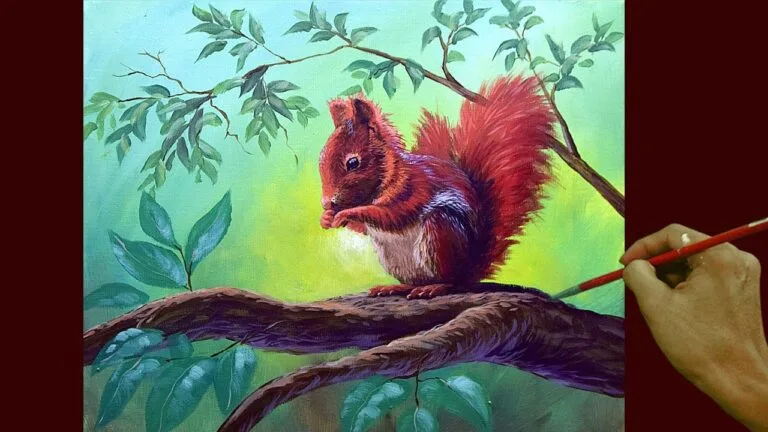 Acrylic Landscape Painting in Time-lapse / Red Squirrel / JMLisondra
