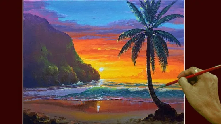 Acrylic Landscape Painting in Time-lapse / Tropical Sunset Landscape / JMLisondra