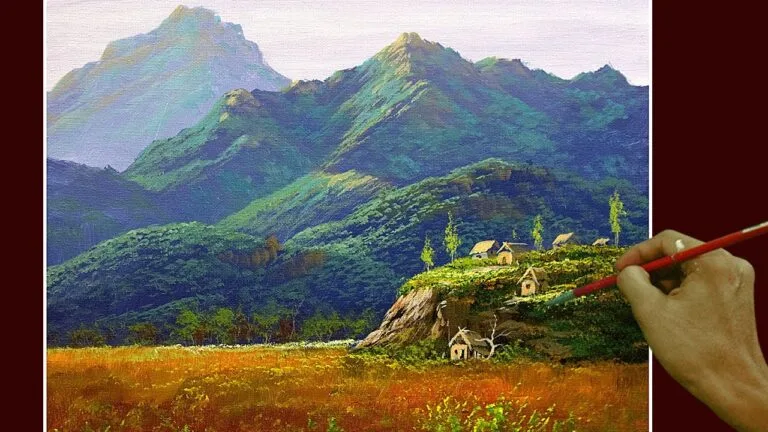 Acrylic Landscape Painting in Time-lapse / Native Village Near the Mountain / JMLisondra