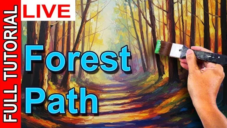 Painting a Forest Path with Detailed Tree Trunks in Acrylics / JMLisondra