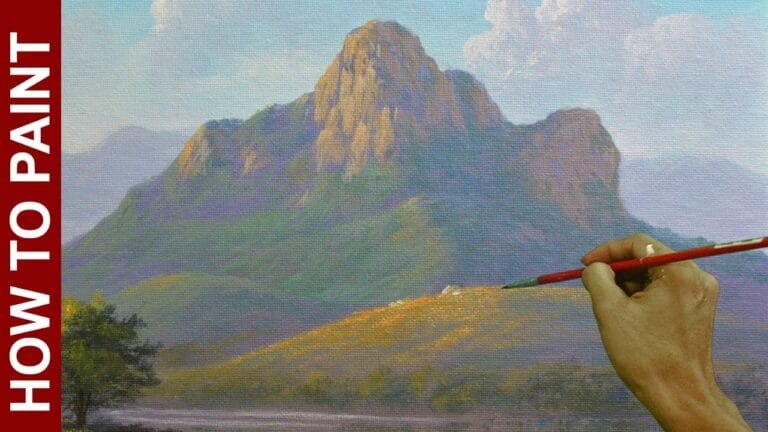 How to Paint Misty Rocky Mountain In Acrylics in 40 minutes | JMLisondra