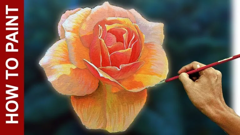 How to Paint Orange Rose in Acrylics Step by Step in 55 minutes | JMLisondra
