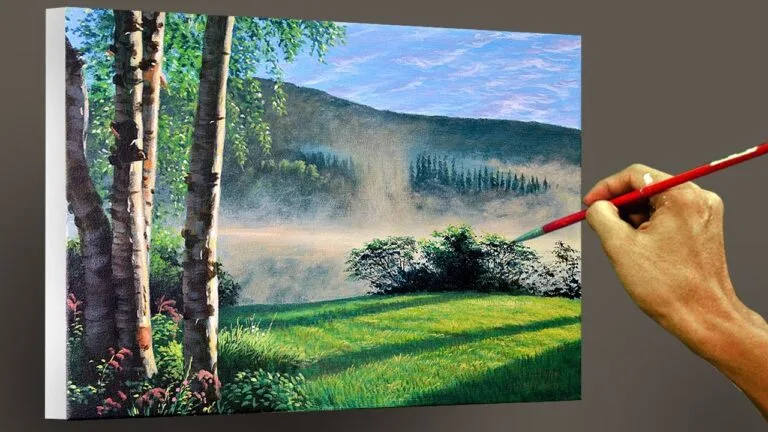 How to Paint Landscape with Birch Trees in Acrylics / Time-lapse / JMLisondra