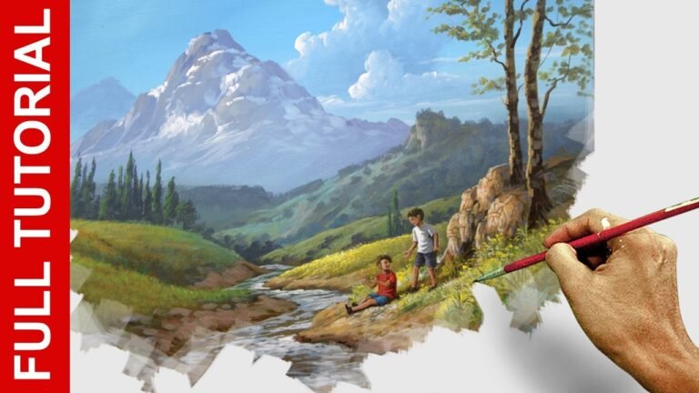 Children Beside the River — Full Acrylic Painting Tutorial with Step-by-Step Instructions