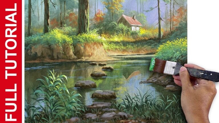 Tutorial: How to Paint Stream in the Forest in Acrylics / Step by Step / JMLisondra