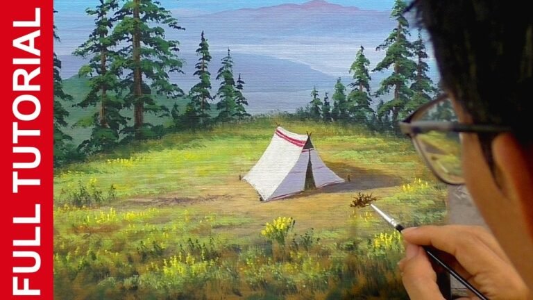 FULL TUTORIAL : How to Paint Landscape with Camping Tent in Acrylics / JMLisondra