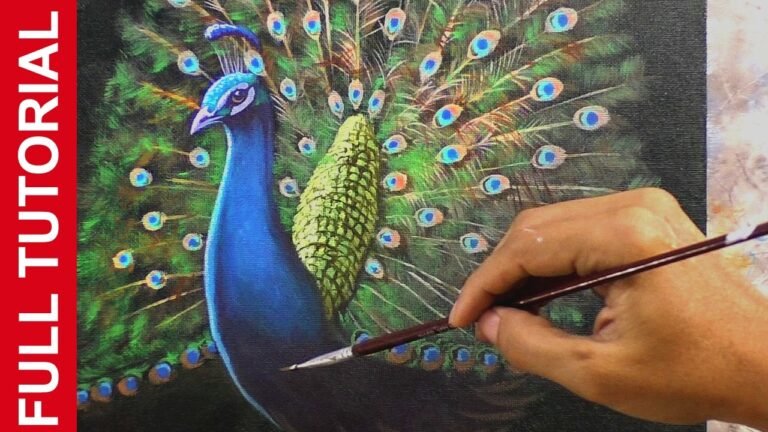 Tutorial: How to Paint a Peacock in acrylics Step by Step / JMLisondra
