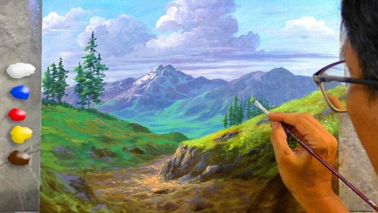 Acrylic Landscape Painting / Road to the Mountain / Time-lapse / JMLisondra