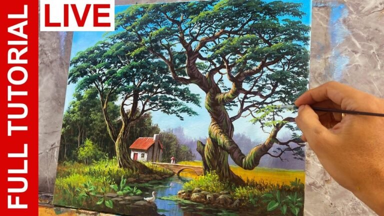 Live | Acrylic Tutorial on Retouching an Old Painting | Tale of Two Trees | JMLisondra
