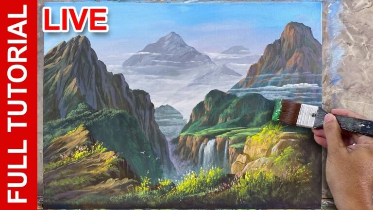 Paint With Me LIVE! Mountain Landscape in Acrylics 🏔️ (Full Tutorial) | JMLisondra