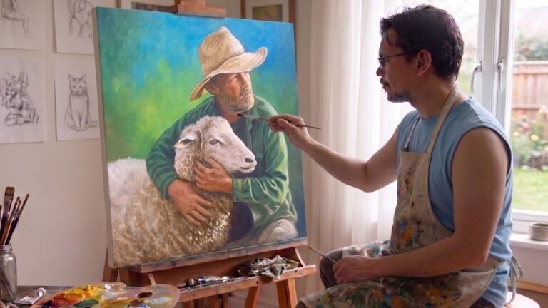 Painting a Realistic "The Good Shepherd" in Acrylics 🐑 (Time-Lapse) | JMLisondra