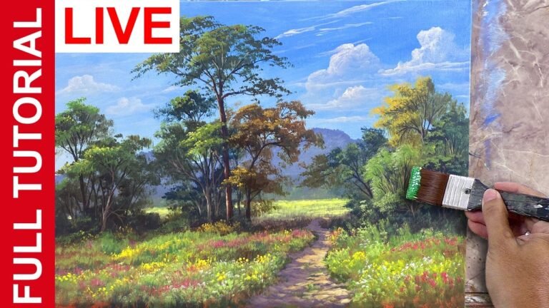 Paint With Me LIVE! Beautiful Forest & Trees in Acrylics 🌲 (Full Tutorial) | JMLisondra