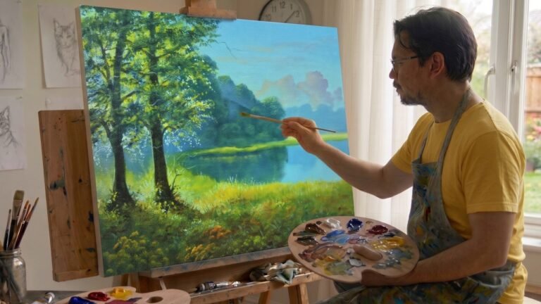 Painting Magical Sunlight Through Forest Trees ☀️ (Acrylic Time-Lapse) | JMLisondra