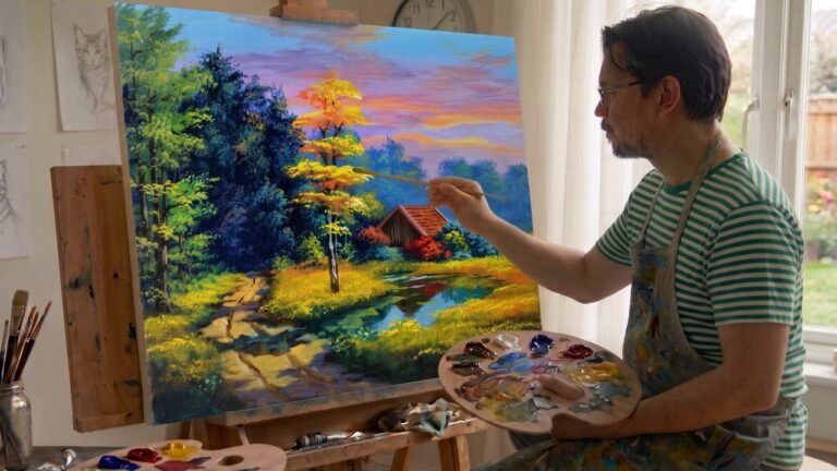 Painting a Realistic House Beside a Peaceful Stream 🏡💦 (Acrylic Time-Lapse) | JMLisondra